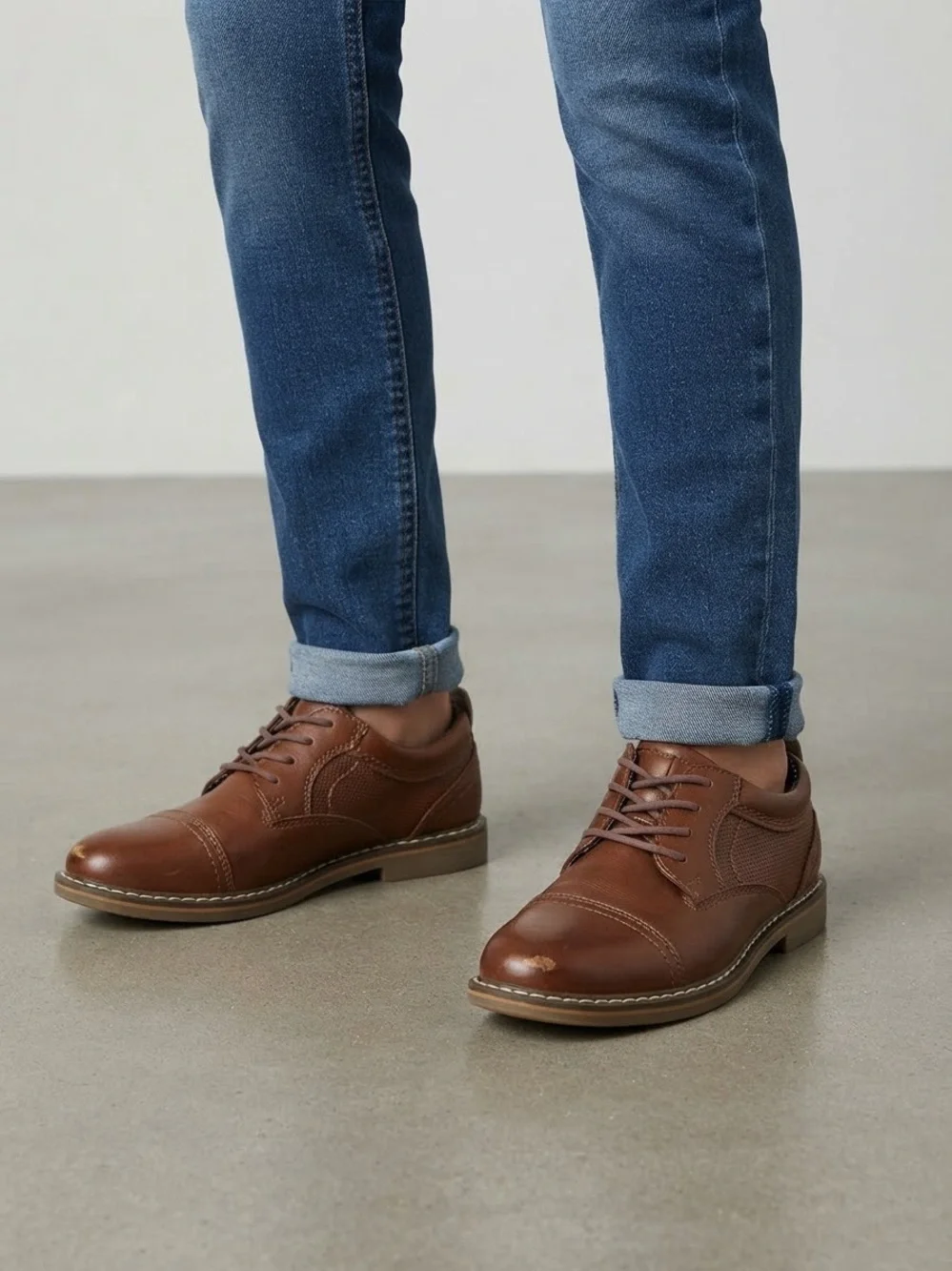 Steve Madden Boys Oliver Cognac Brown Dress Shoes Oxfords Size 11 Holiday
